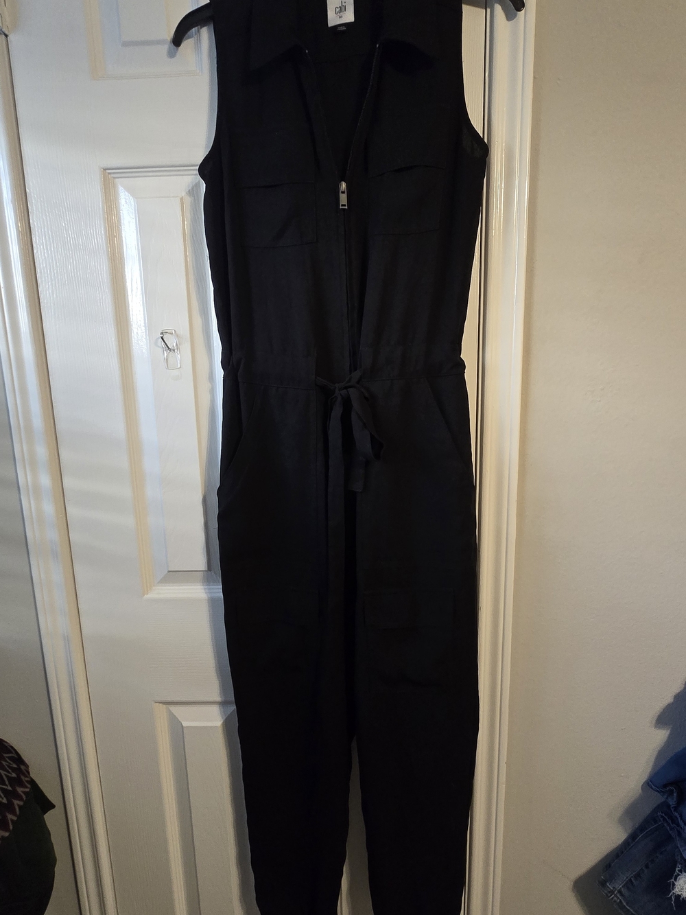 Cabi Black Caper Jumpsuit 5944 Utility Sleeveless Cargo Jogger EUC Size XS